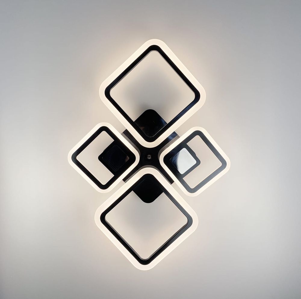 LED світильник із 3D підвісткою A 2720/2+2 чорний 64 w з дистанційним пультом