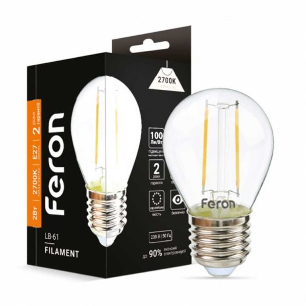 LED лампа Filament  LB-61 2Вт E27 2700K прозора