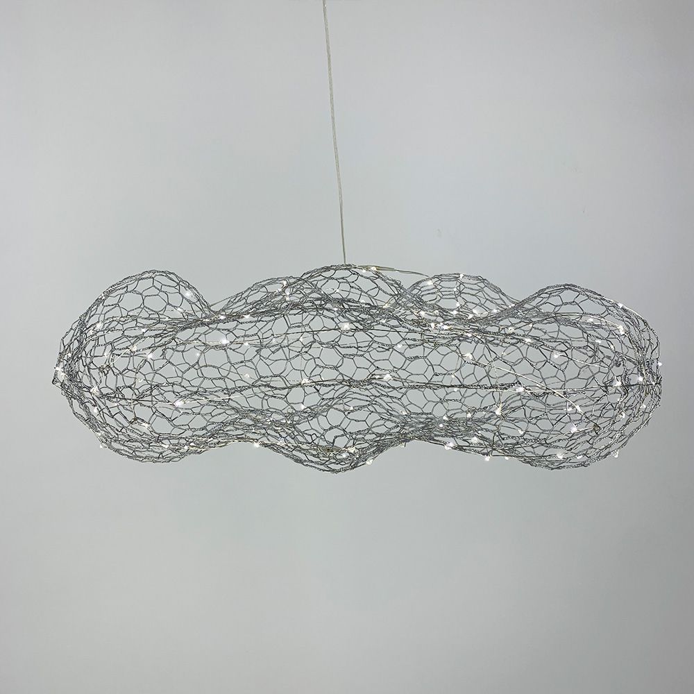 Дизайнерська декоративна срібна люстра-хмаринка LED CLOUD MJ 83 CH 80 см