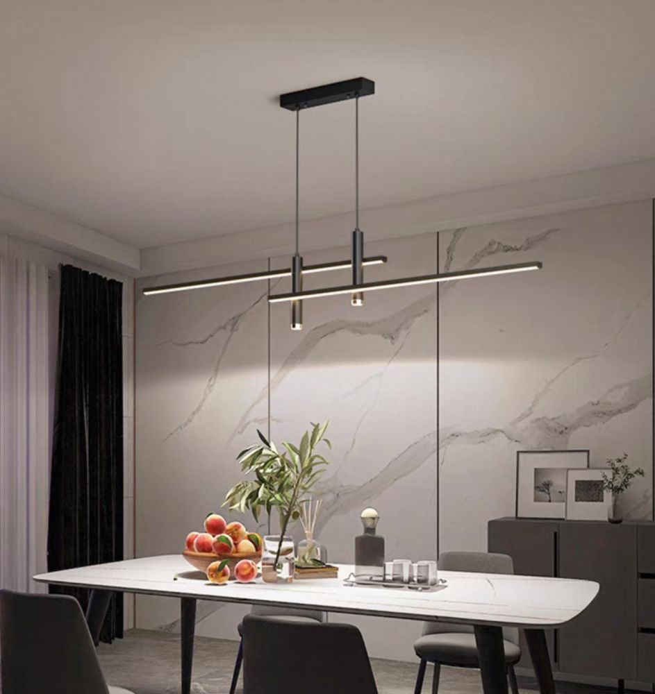 Підвісна видовжена чорна люстра Linear Led Ø 120 см