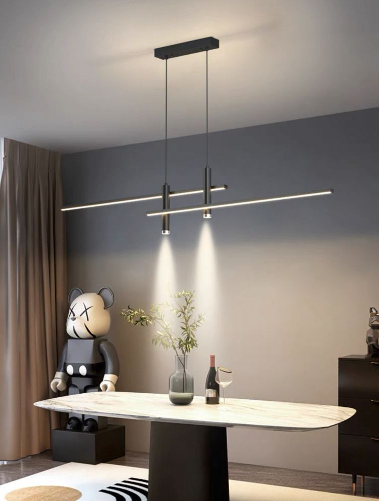Підвісна видовжена чорна люстра Linear Led Ø 120 см