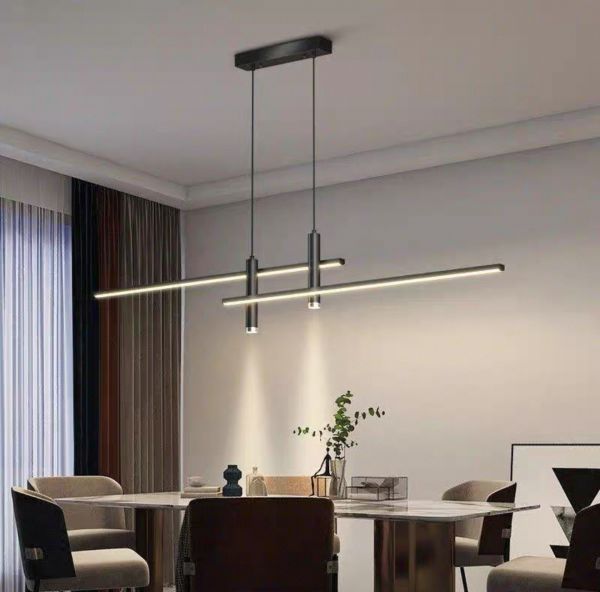 Підвісна видовжена чорна люстра Linear Led Ø 120 см