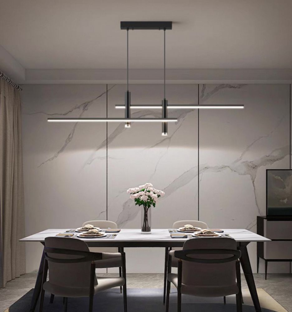 Підвісна видовжена чорна люстра Linear Led Ø 120 см