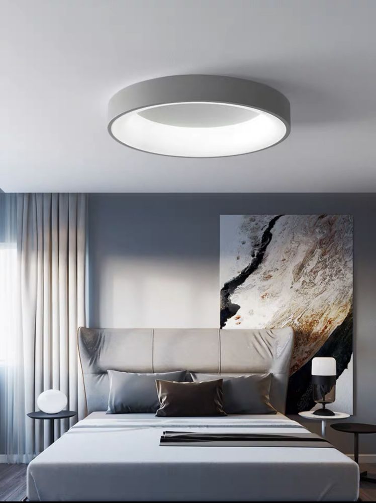 Cвітлодіодна металева стельова люстра Circle Led в білому кольорі 25W