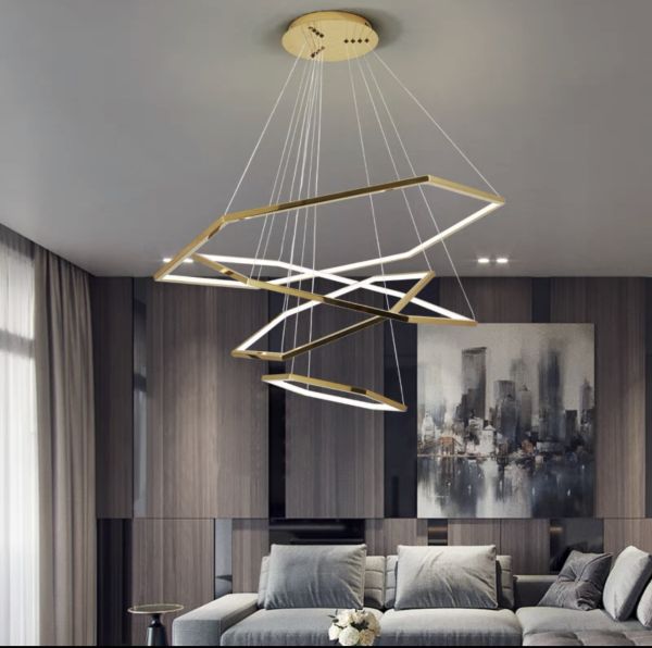Тросова серія люстр Geometry Gold Lamp в золотому кольорі