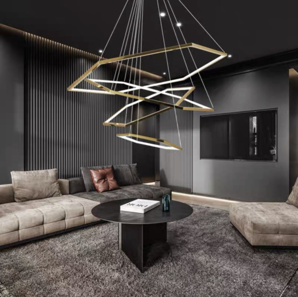 Тросова серія люстр Geometry Gold Lamp в золотому кольорі