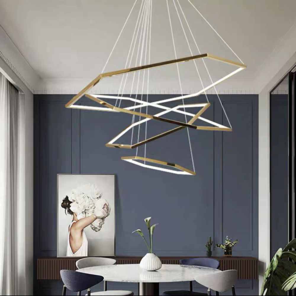 Тросова серія люстр Geometry Gold Lamp в золотому кольорі