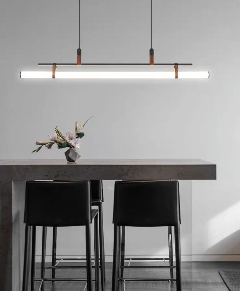 Видовжена люстра Tubus Line Lamp Black чорний метал довжиною 115 см