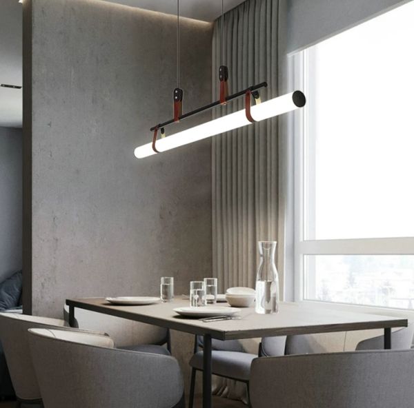 Видовжена люстра Tubus Line Lamp Black чорний метал довжиною 115 см