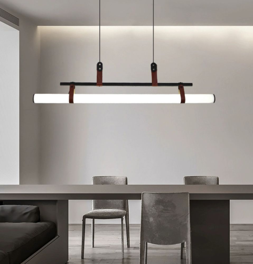 Видовжена люстра Tubus Line Lamp Black чорний метал довжиною 115 см