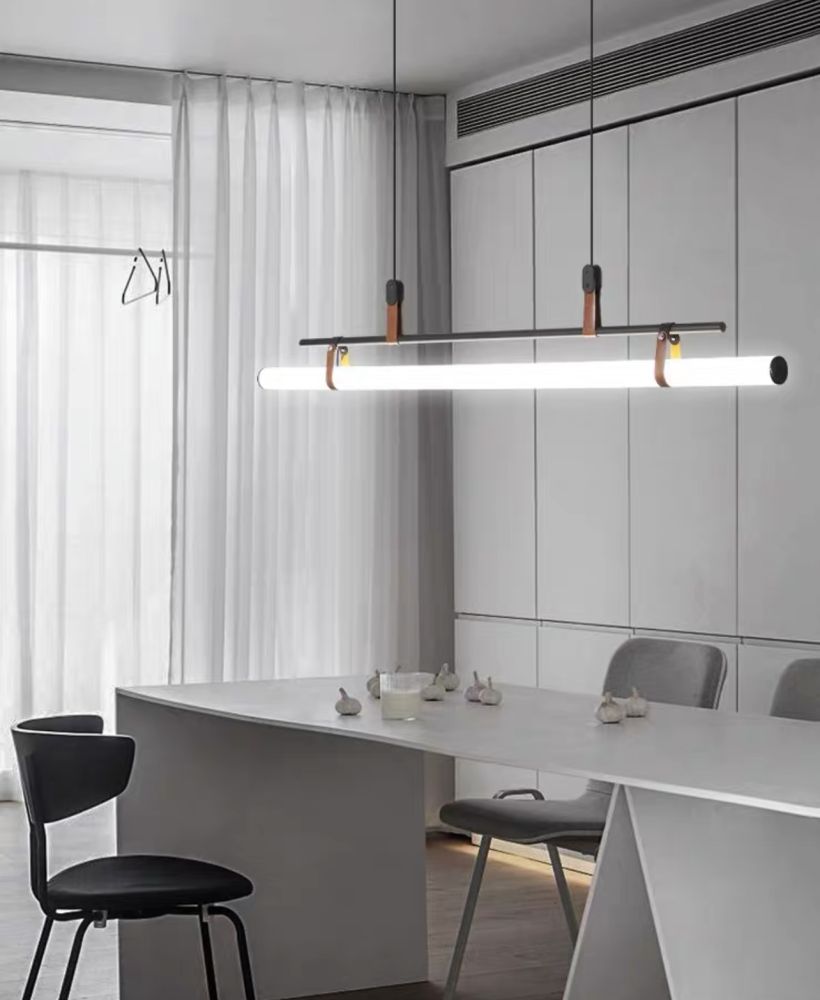 Видовжена люстра Tubus Line Lamp Black чорний метал довжиною 115 см