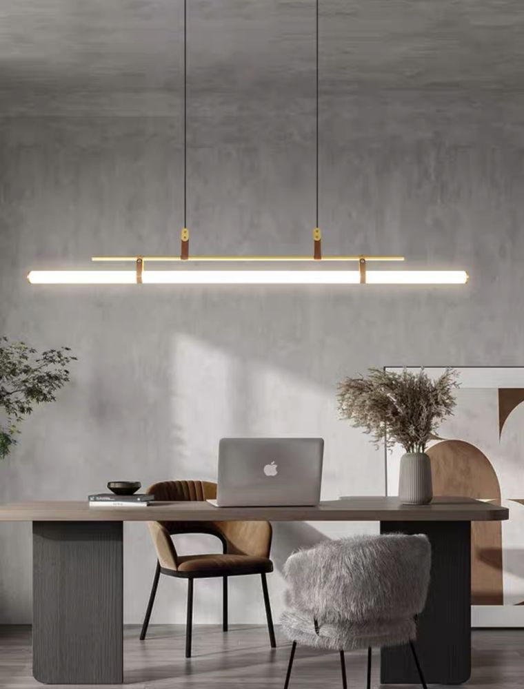 Видовжена люстра Tubus Line Lamp Black бронзовий метал довжиною 115 см