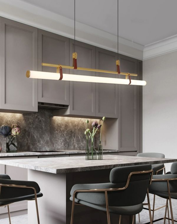 Видовжена люстра Tubus Line Lamp Black бронзовий метал довжиною 115 см