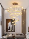 Тросова люстра Gold Crystal Longi з металевого каркасу в золотому кольорі з прозорим кришталем на 6 кілець