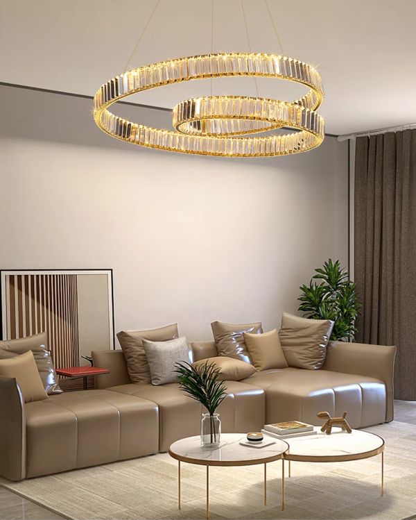 Елегантна золота люстра з підвісним кришталевим Pair Circle Crystal Ø 100 см