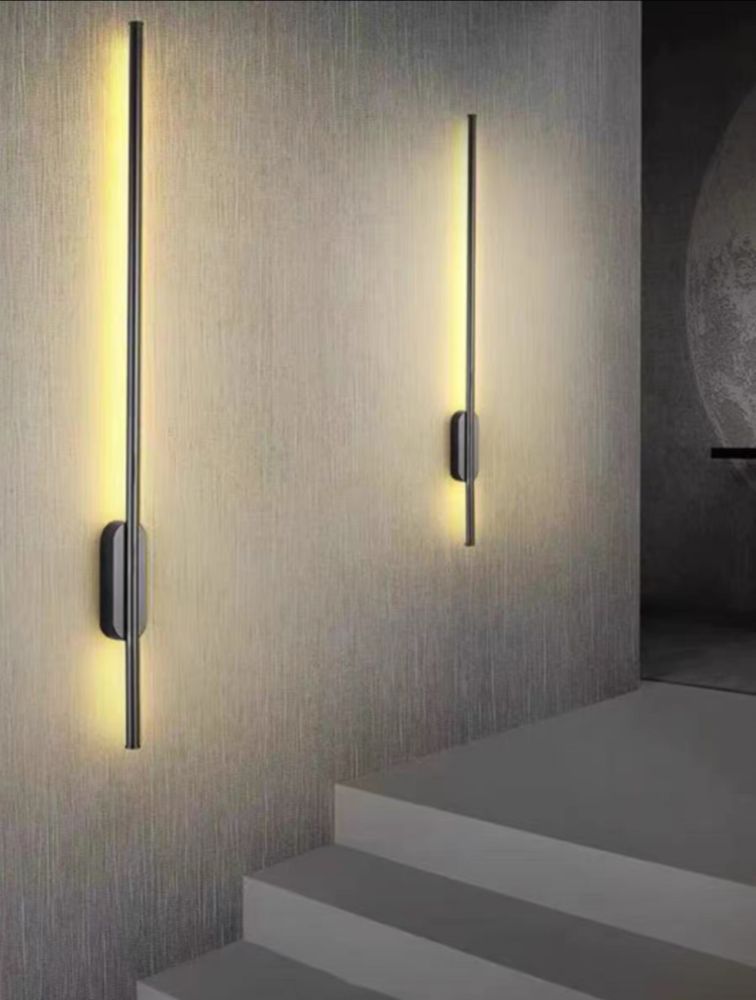 Настінний світильник 60 см Line wall lamp в чорному кольорі з вбудованим Led на 10 ват