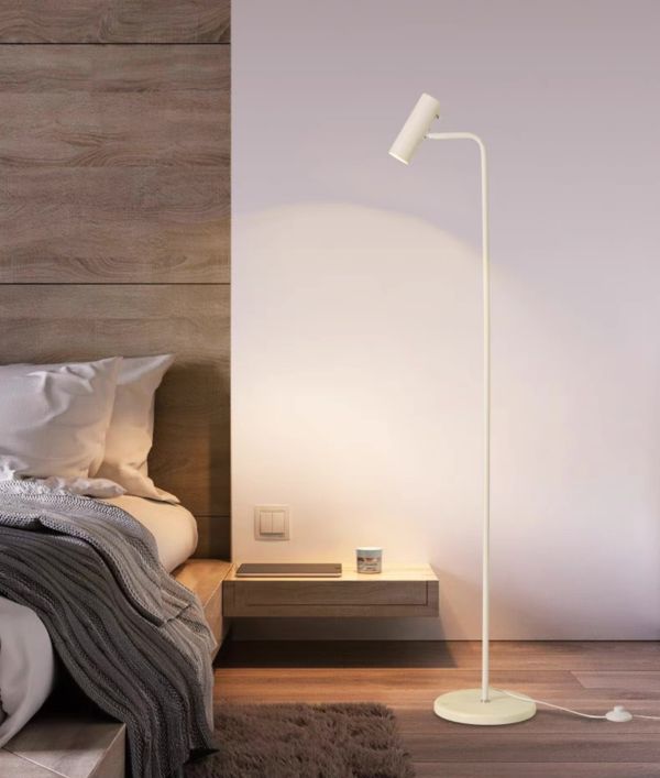 Підлоговий торшер Tube Floor Lamp із металевого каркасу в білому кольорі із вбудованим Led на 10 ват