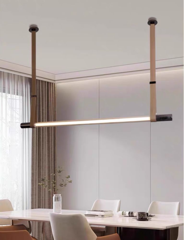 Підвісна люстра із еко-шкіри Zero Pipe Lamp коричнева Ø 150 см