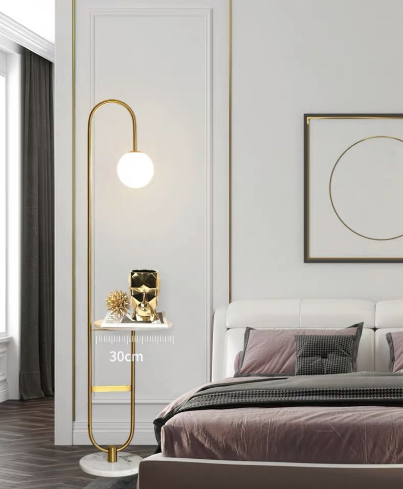 Торшер Tail Bronze floor lamp металевого каркасу бронза з мармуровим столиком
