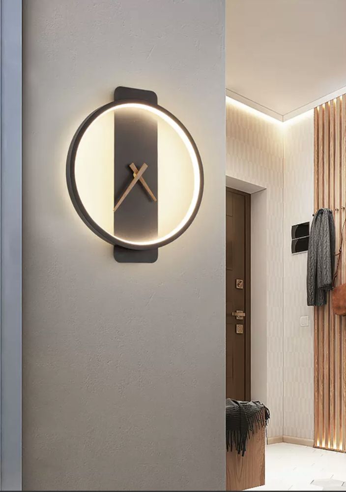 Світлодіодне бра-годинник у чорному кольорі Wall Clock