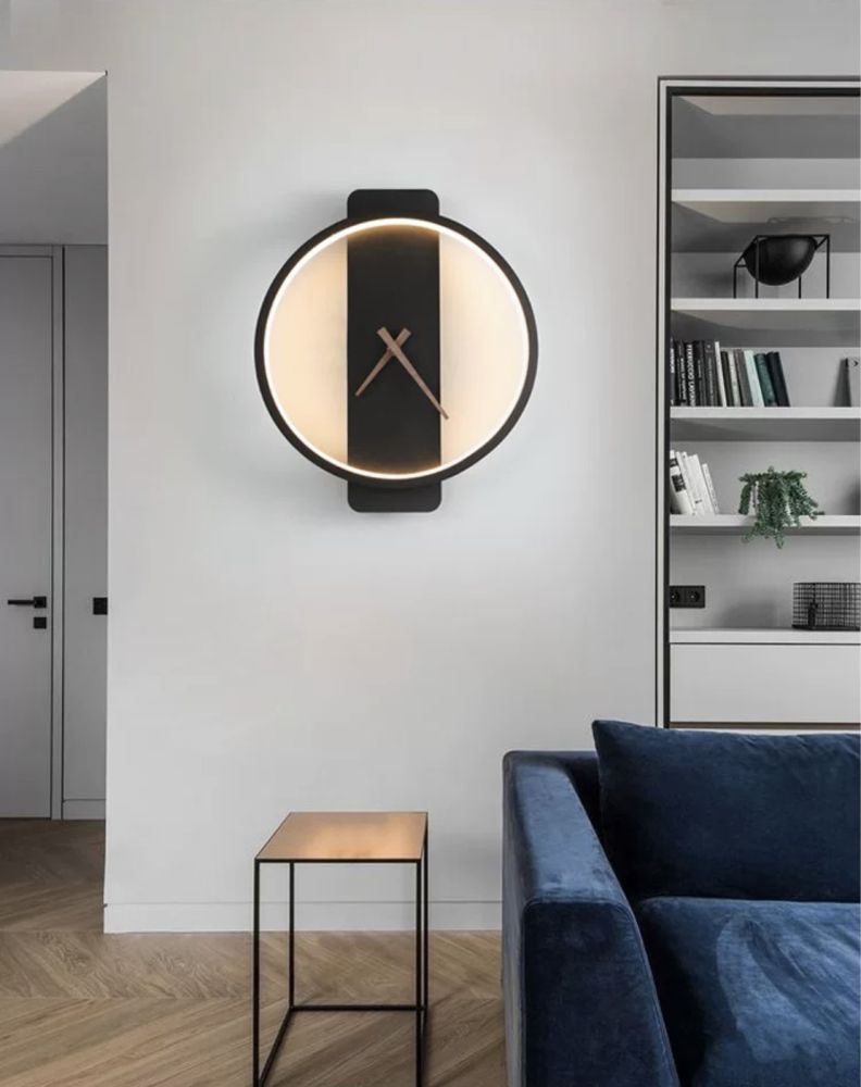 Світлодіодне бра-годинник у чорному кольорі Wall Clock
