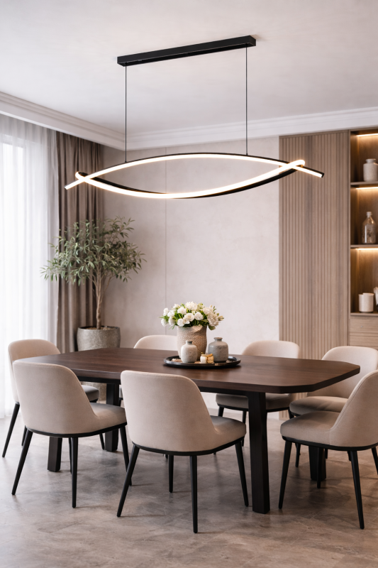Підвісна видовжена чорна люстра Light Line Ovale Ø 110 см