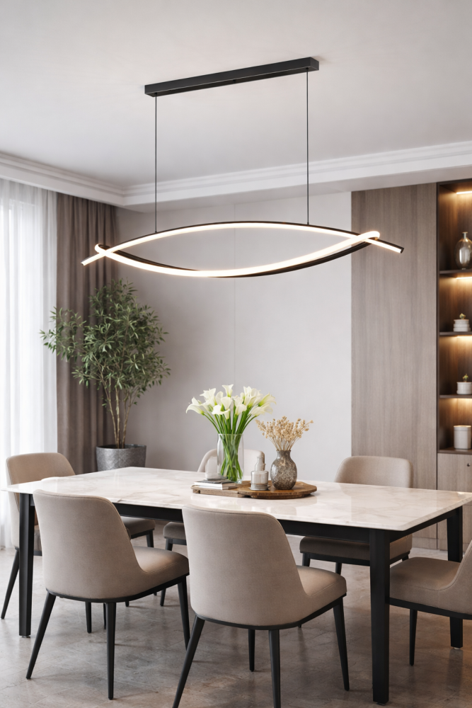 Підвісна видовжена чорна люстра Light Line Ovale Ø 110 см