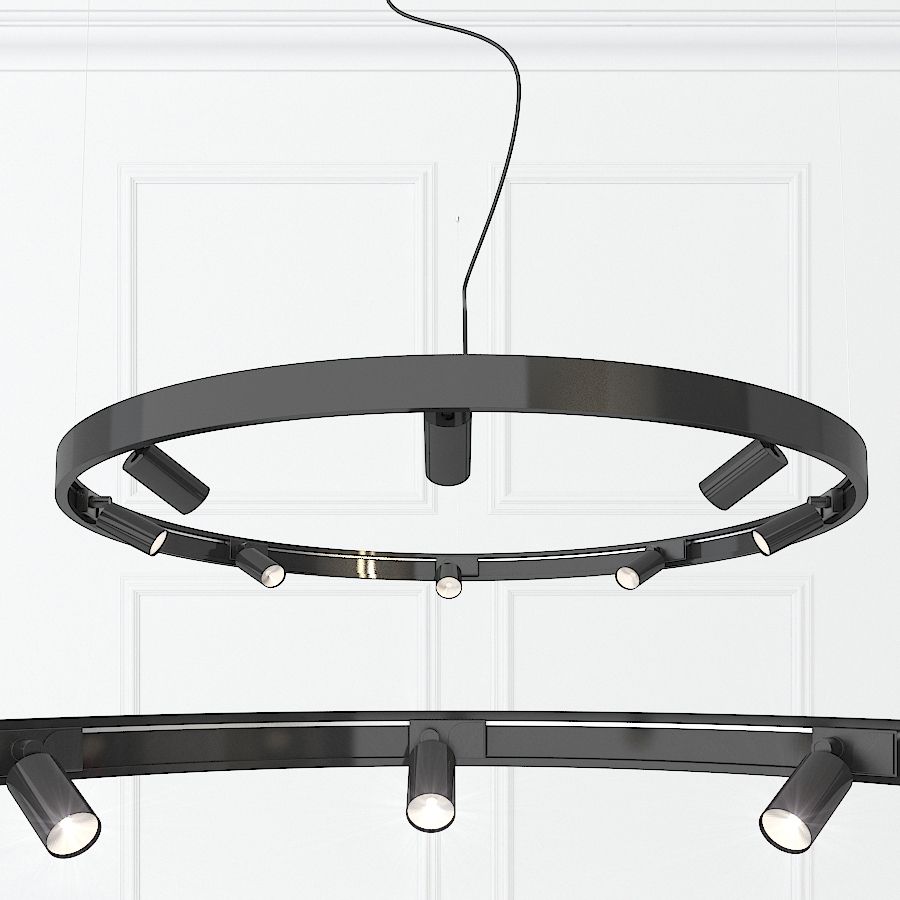 Тросова серія люстр Superloop Lamp металевого каркасу в чорному кольорі