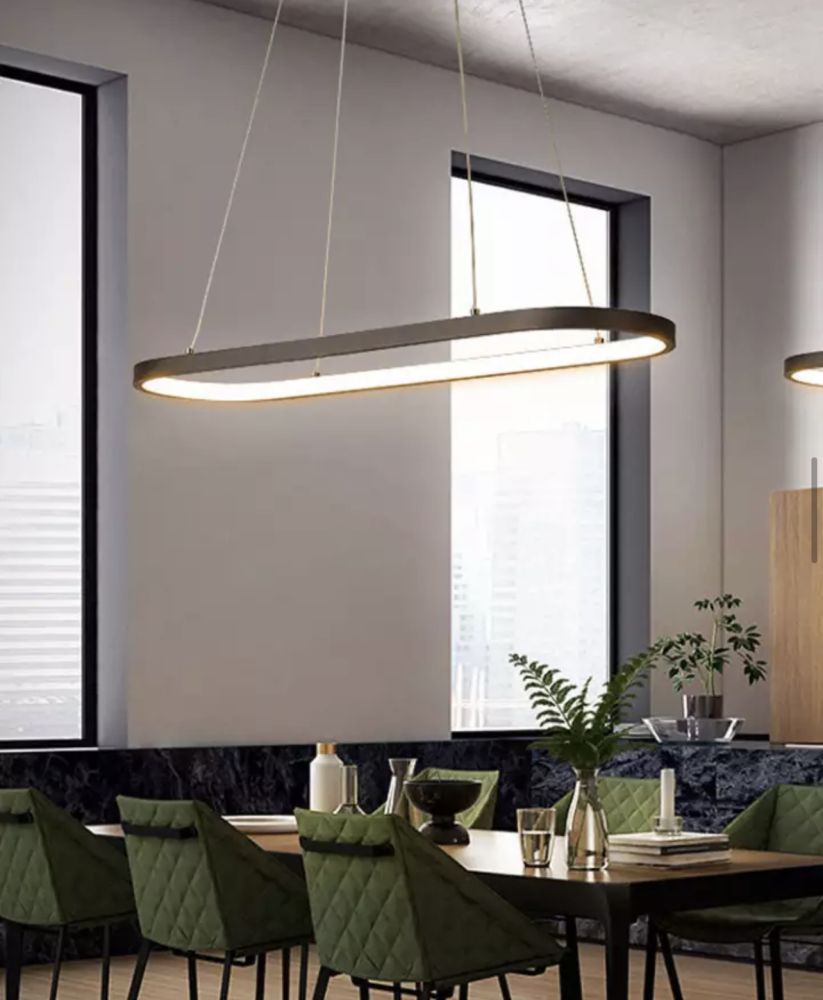 Підвісна чорна люстра Oval Led Lamp довжиною 100 см