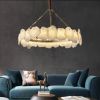 Підвісна люстра Marble Lamps у кольорі бронза з натуральним мармуром, діаметр 80 см