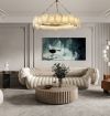 Підвісна люстра Marble Lamps у кольорі бронза з натуральним мармуром, діаметр 80 см