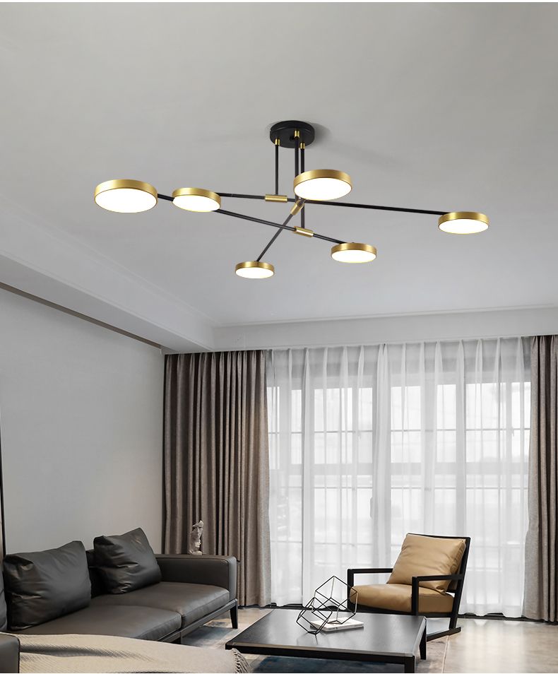 Cвітлодіодна потолочна люстра Molecular Led Lamp в чорному кольорі з бронзовими плафонами
