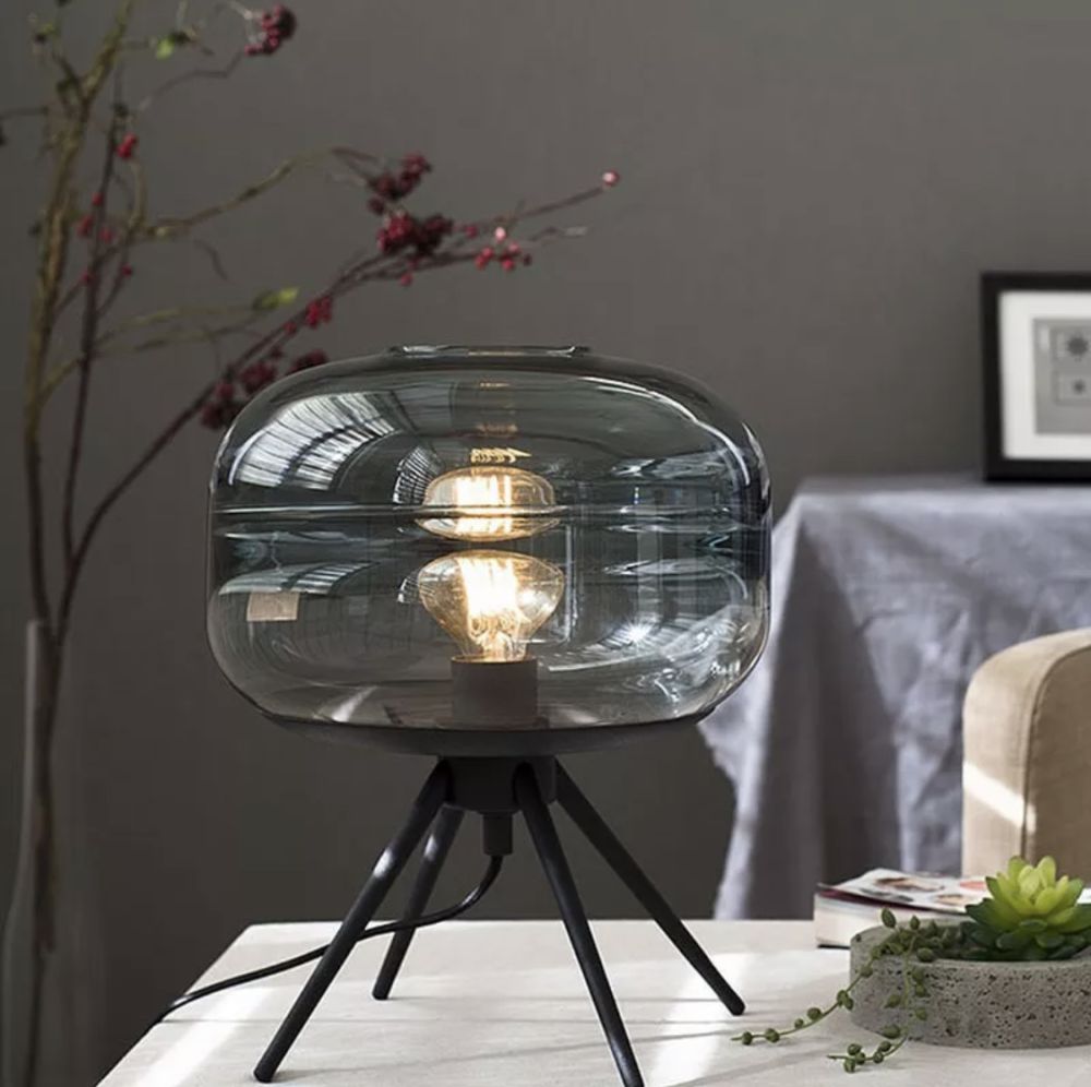 Настільна лампа Barattolo Lamp в чорному кольорі синього плафону