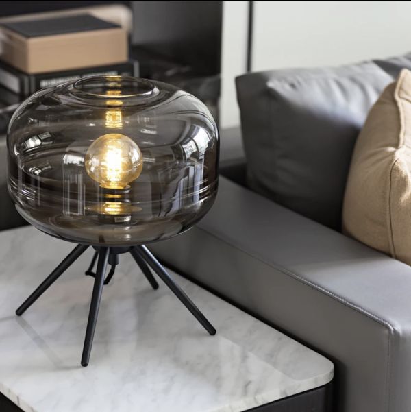 Настільна лампа Barattolo Lamp в чорному кольорі графітовий плафон