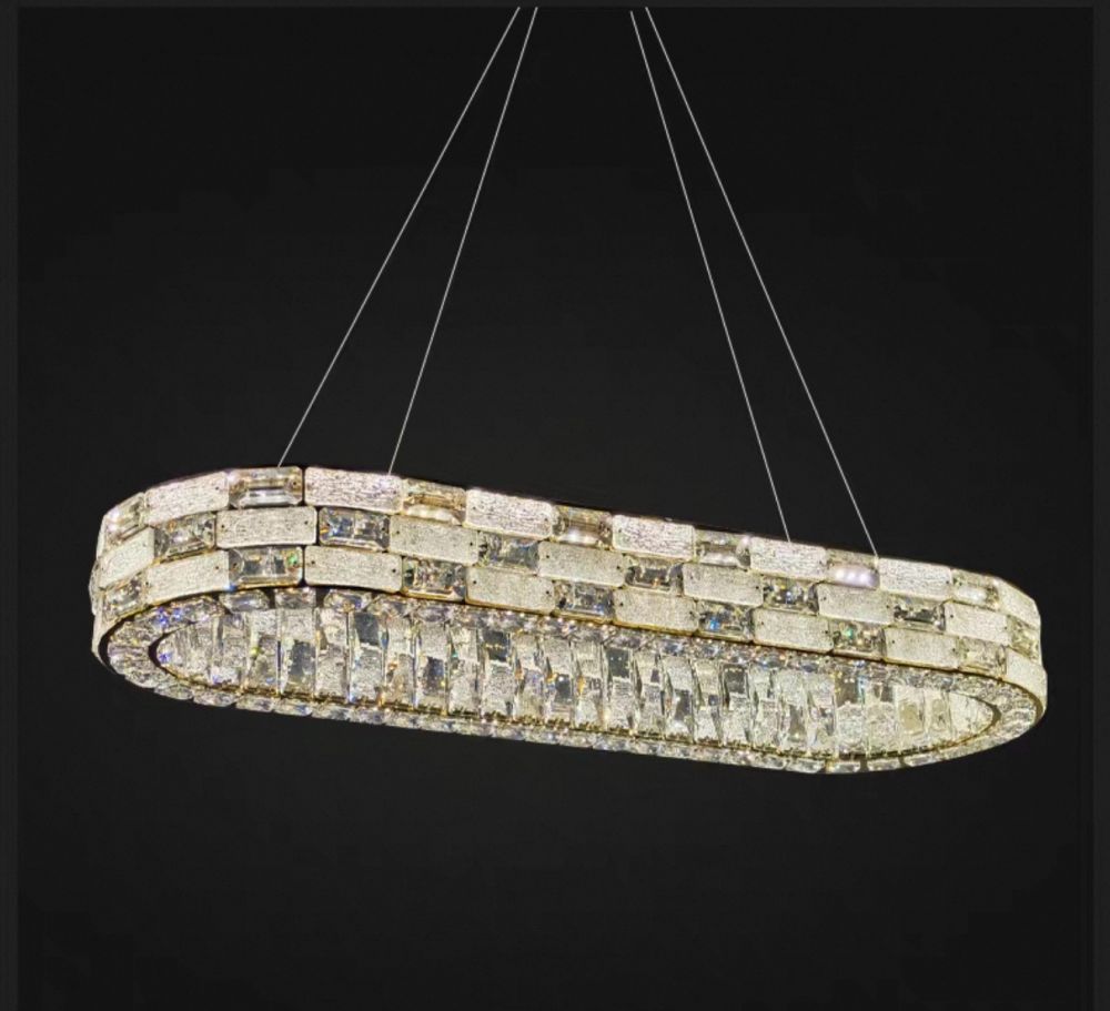 Підвісна видовжена золота кришталева люстра Luri Led Crystal Ø 100 см