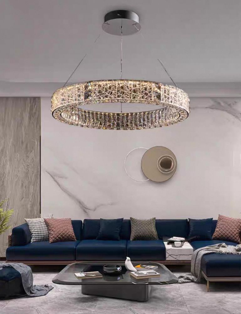 Підвісна хромована кришталева люстра Suphera Light Ø 80 см