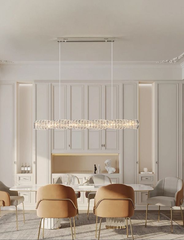 Кришталева підвісна хромована люстра Spiry Crystal Led Ø 150 см