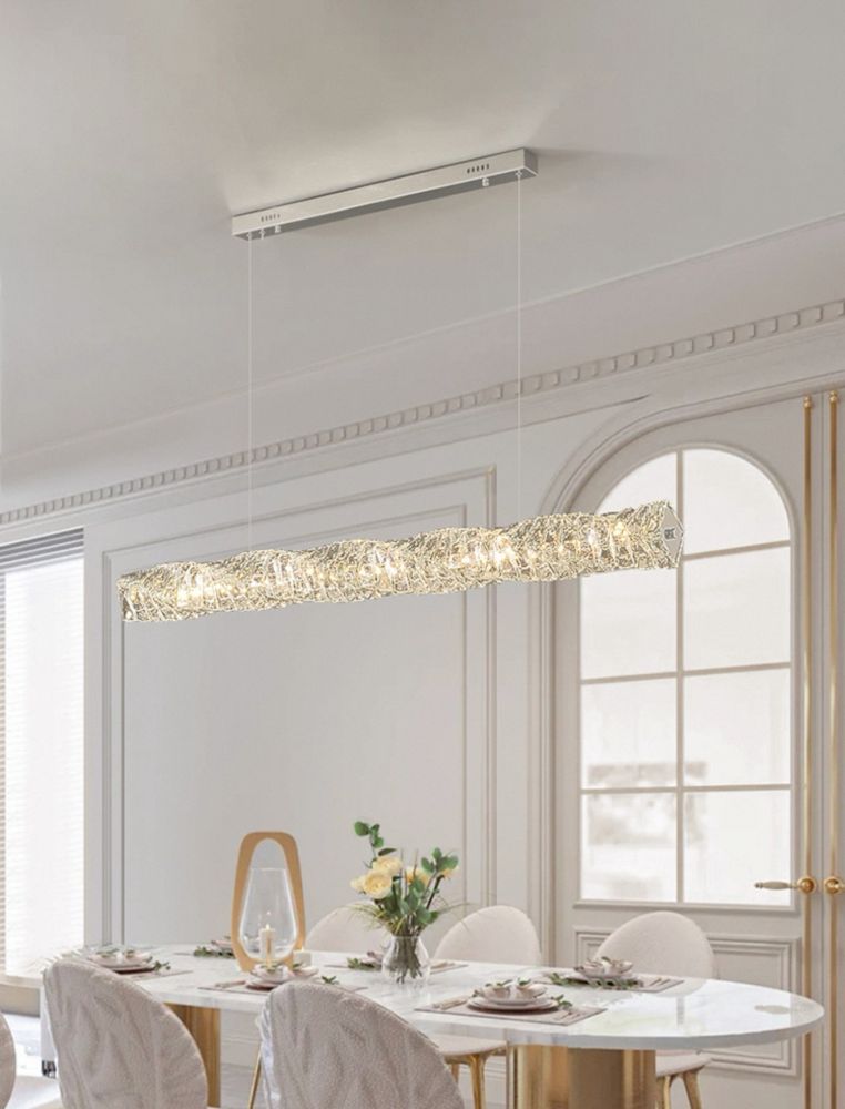 Кришталева підвісна хромована люстра Spiry Crystal Led Ø 120 см