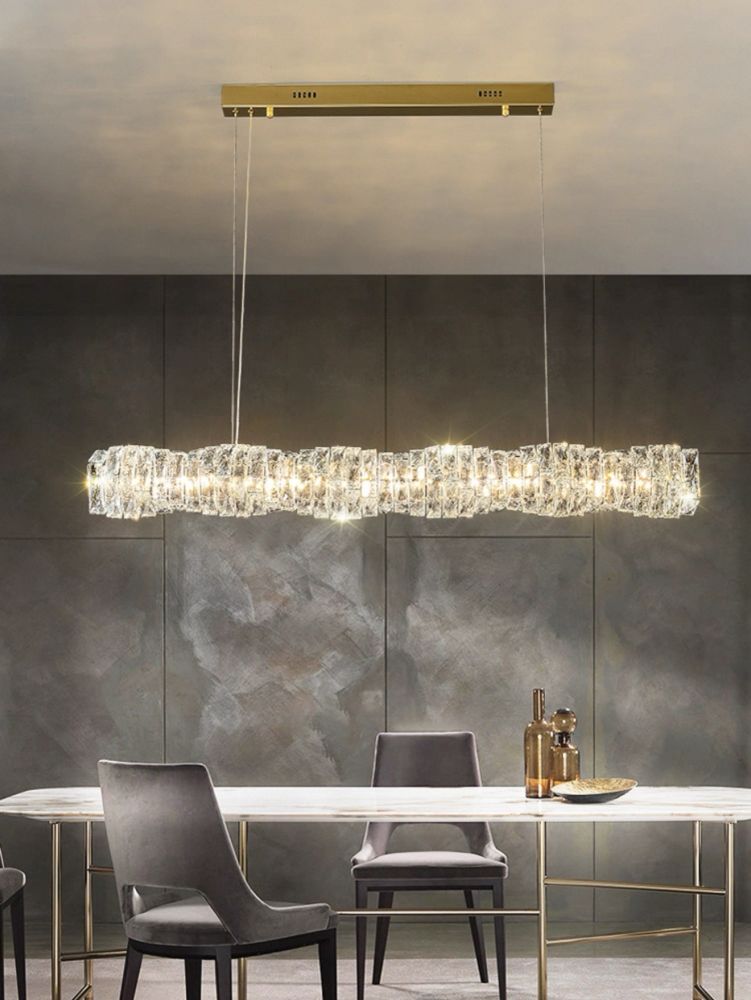Кришталева підвісна золота люстра Spiry Crystal Led Ø 120 см