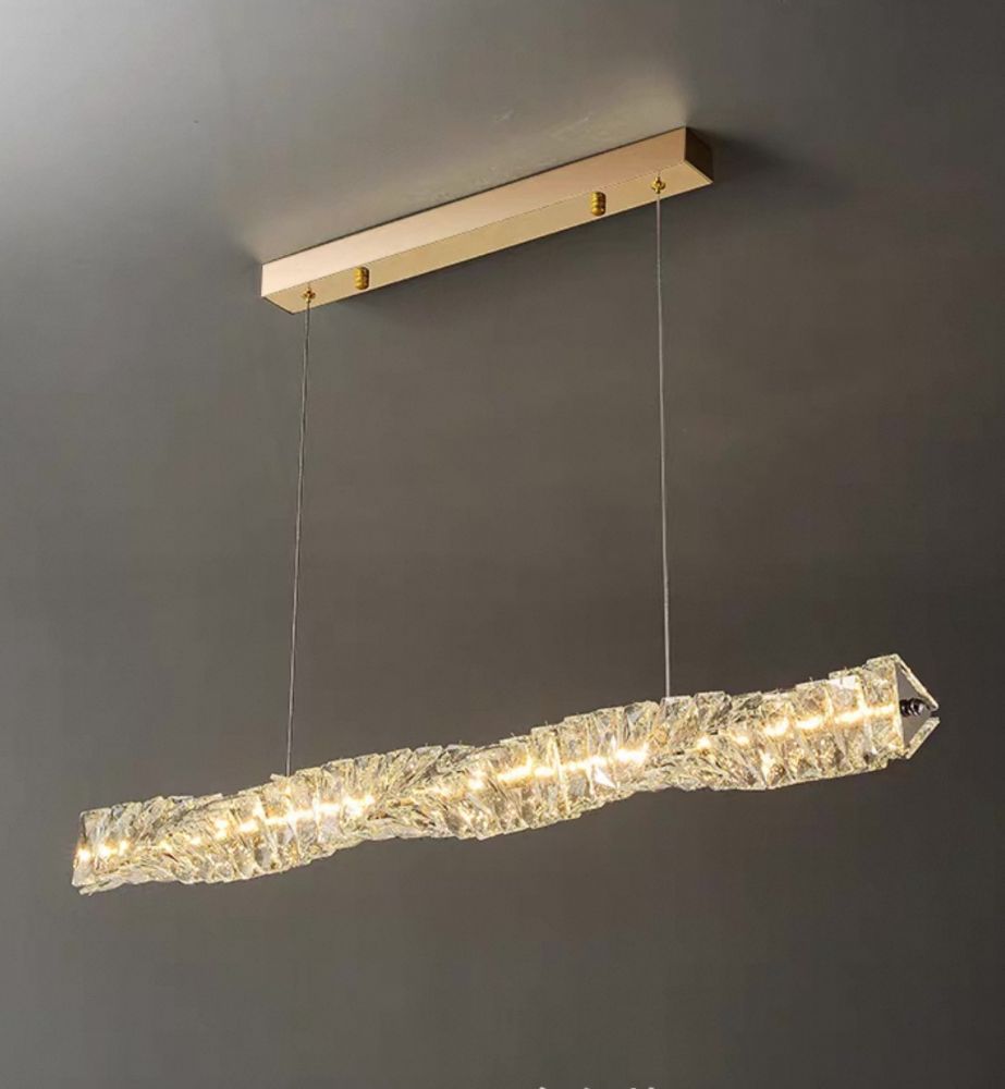 Кришталева підвісна золота люстра Spiry Crystal Led Ø 120 см
