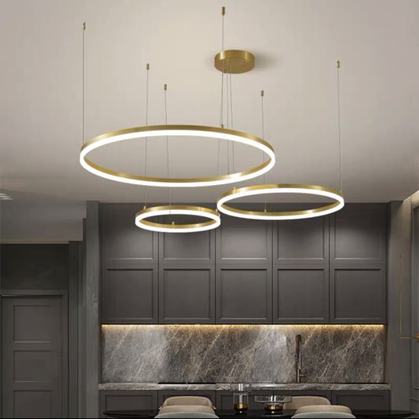 Люстра підвісна світлодіодна Kukho Golden Circle Lamp 75W золота