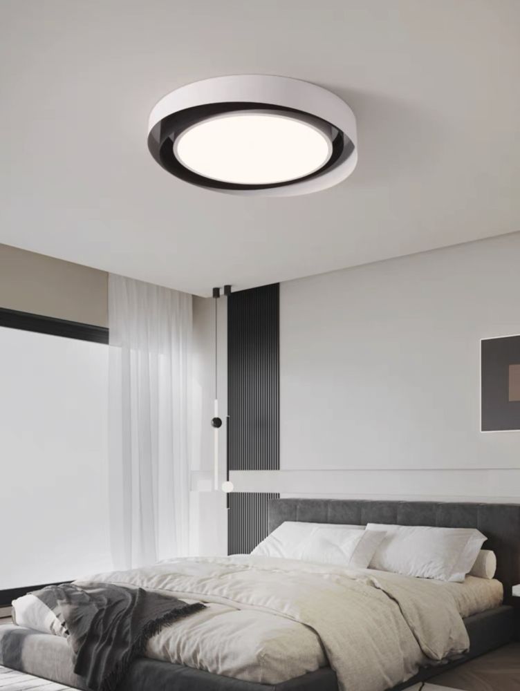 Cвітлодіодна потолочна люстра Circle Moony led в біло-чорному кольорі 45W