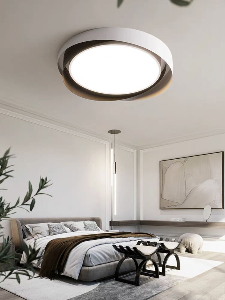 Cвітлодіодна потолочна люстра Circle Moony led lamp в білому з бронзою кольорі 45W