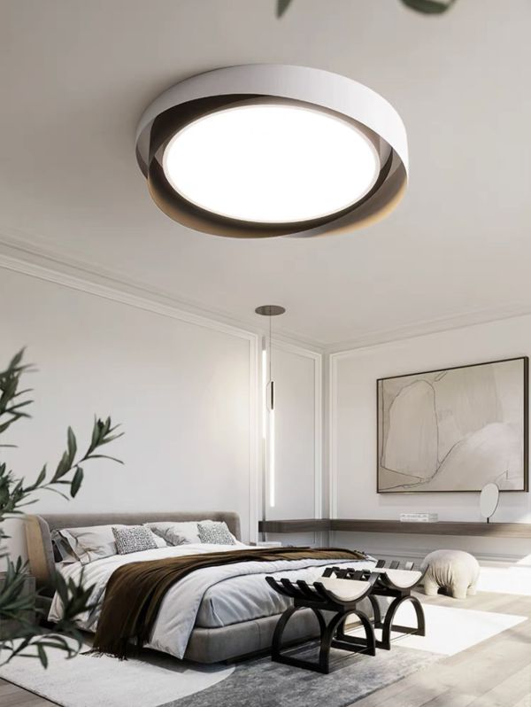 Cвітлодіодна потолочна люстра Circle Moony led lamp в білому з бронзою кольорі 45W