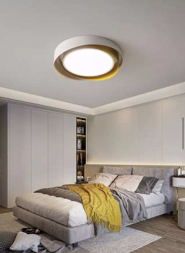 Cвітлодіодна потолочна люстра Circle Moony led lamp в білому з бронзою кольорі 45W