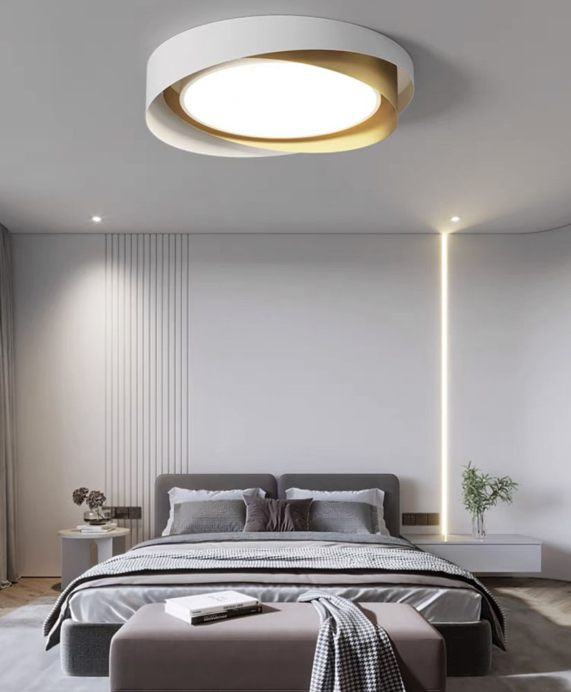 Cвітлодіодна потолочна люстра Circle Moony led lamp в білому з бронзою кольорі 45W