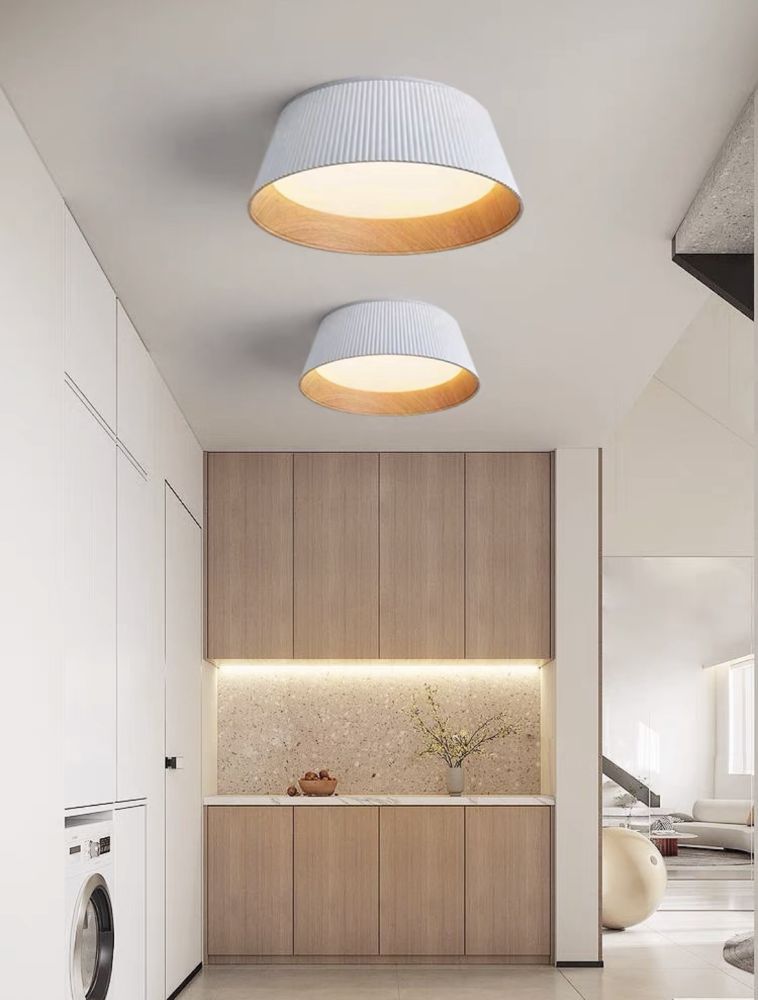 Cвітлодіодна потолочна люстра More Lamp в білому з бежевим кольорі 20W з пультом