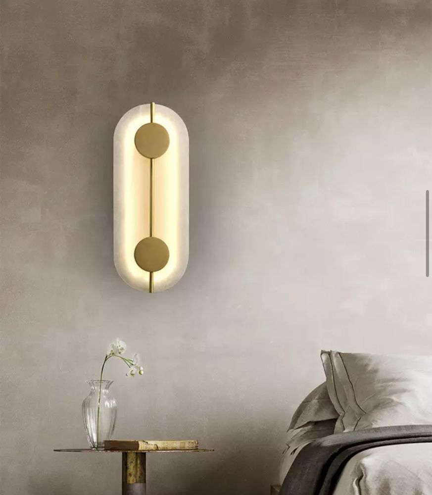 Настінний світильник Stone sconce бронзовий мармур довжина 42 см