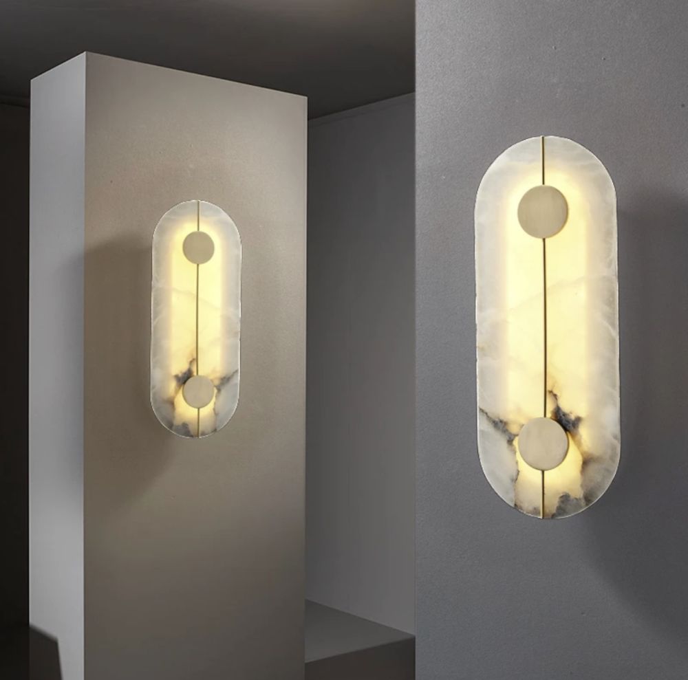 Настінний світильник Stone sconce бронзовий мармур довжина 42 см