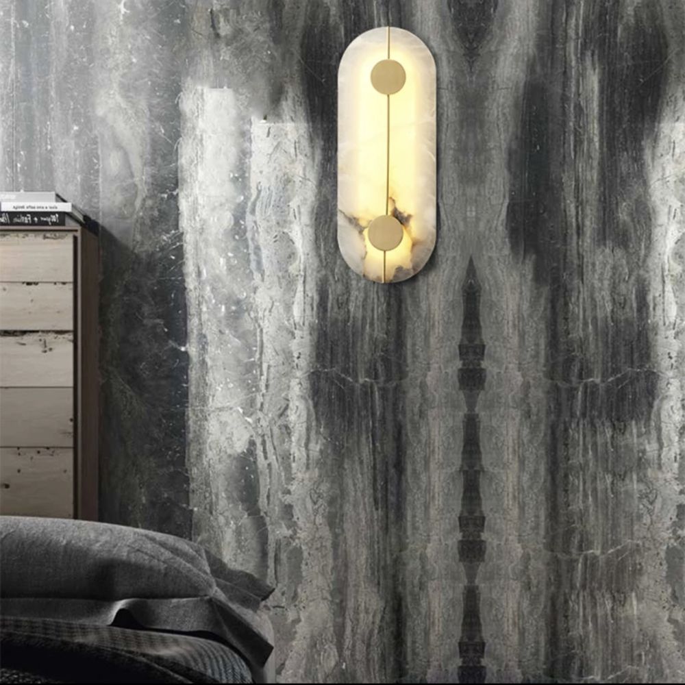 Настінний світильник Stone sconce бронзовий мармур довжина 42 см